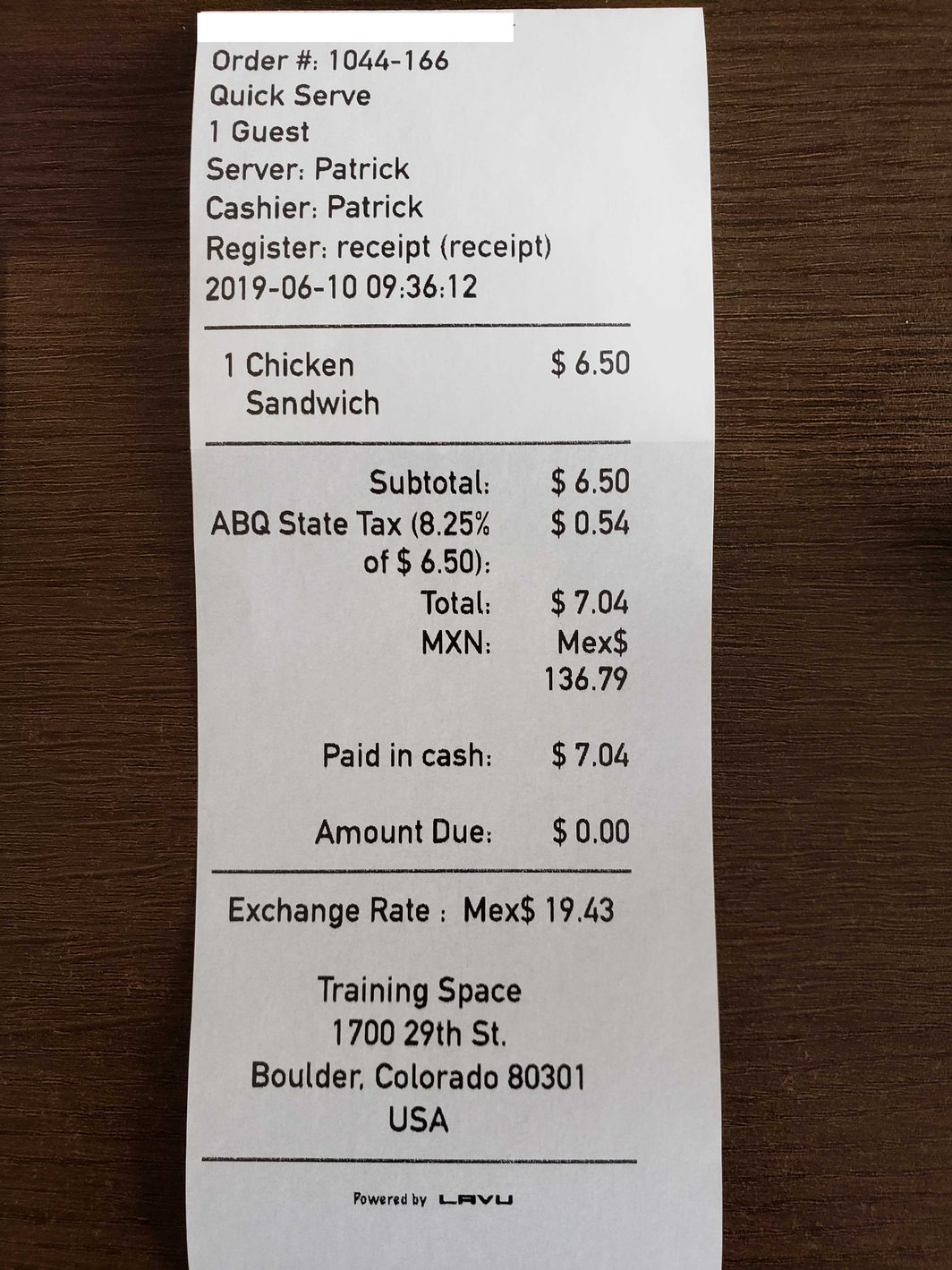 dollar receipt