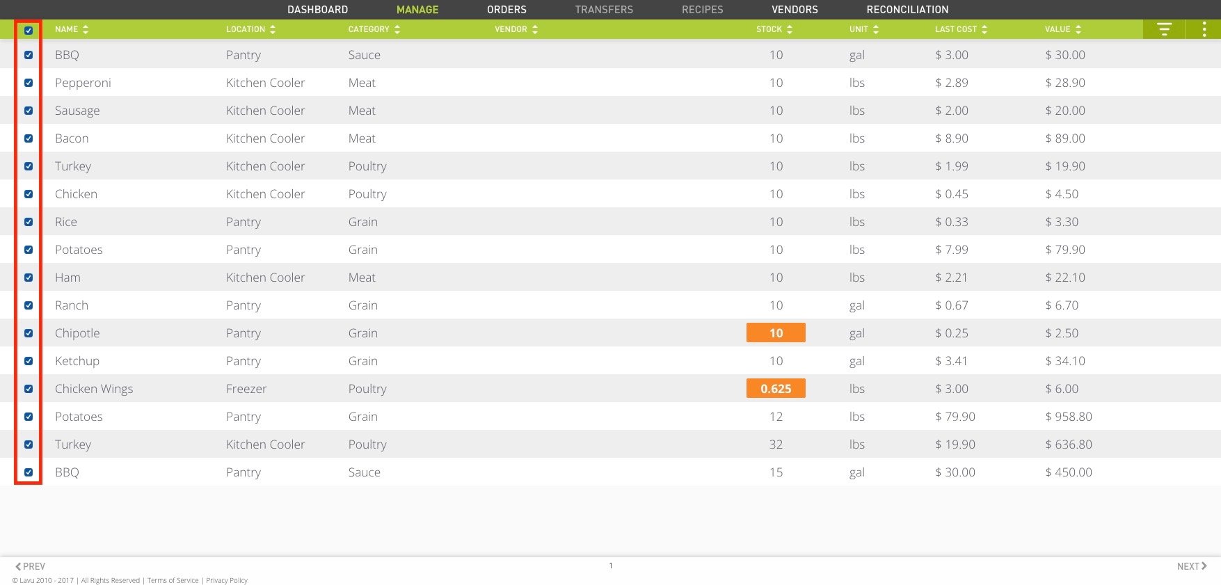 Inventory Import and Export