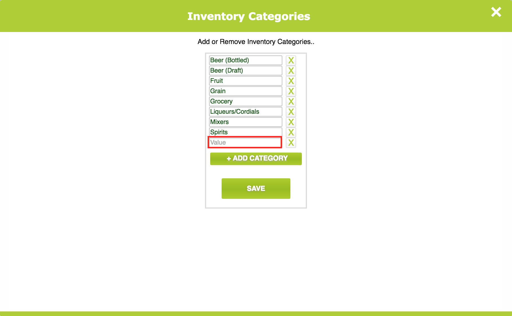 Inventory Settings
