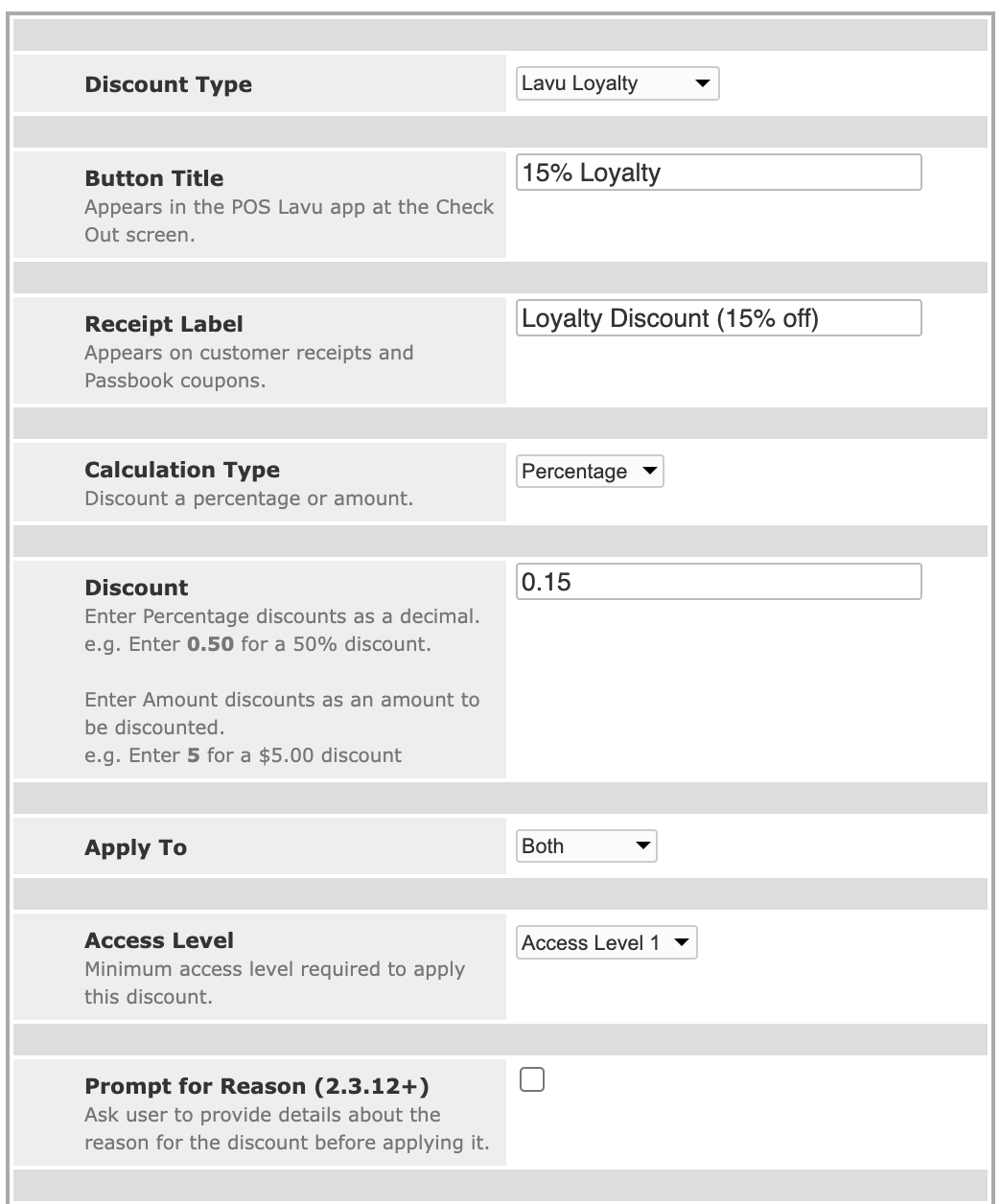 Setting up Lavu Loyalty Discounts