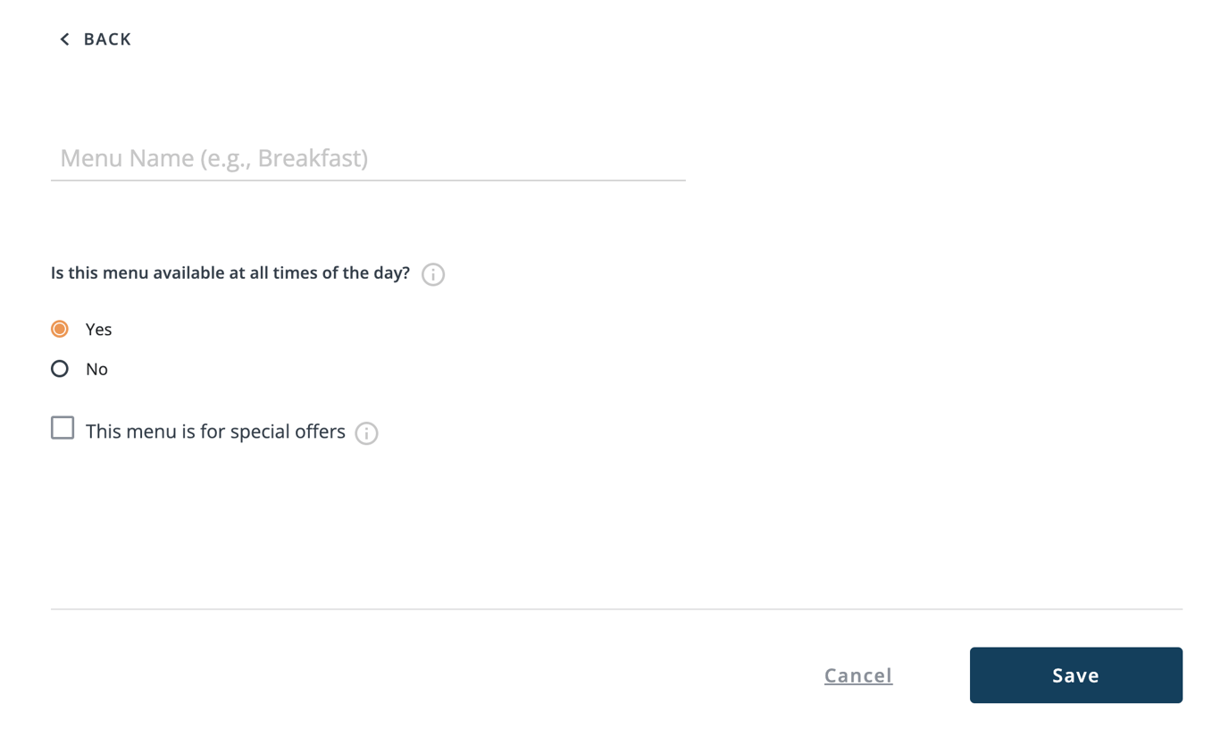 Menu Drive - Menu Builder Page