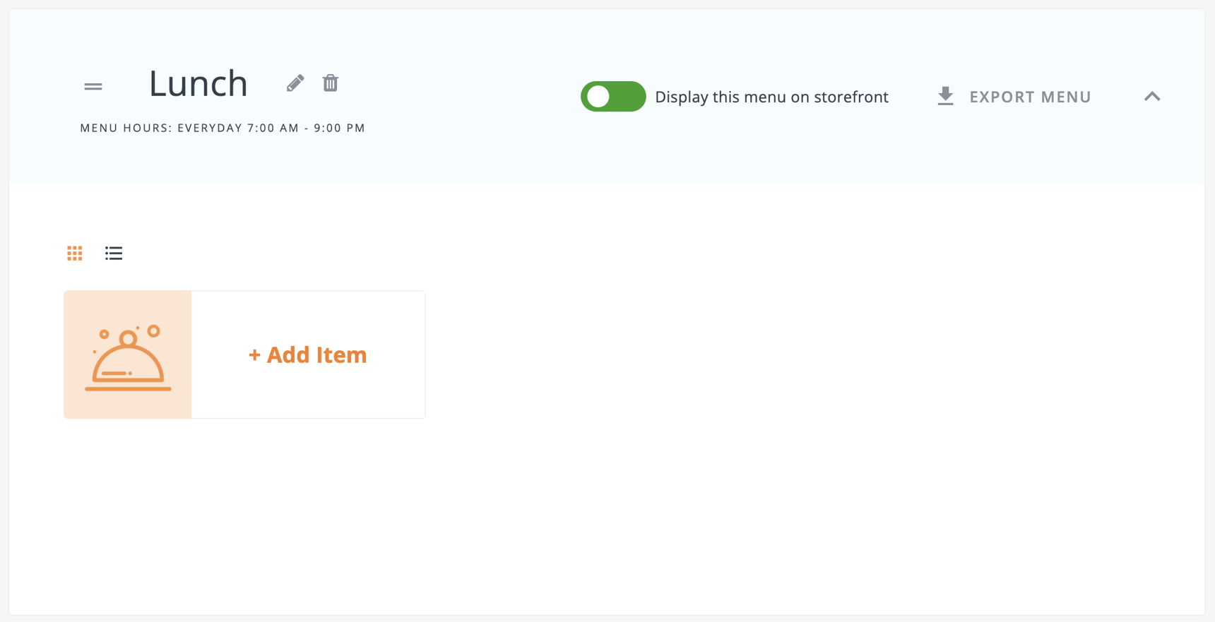 Menu Drive - Menu Builder Page