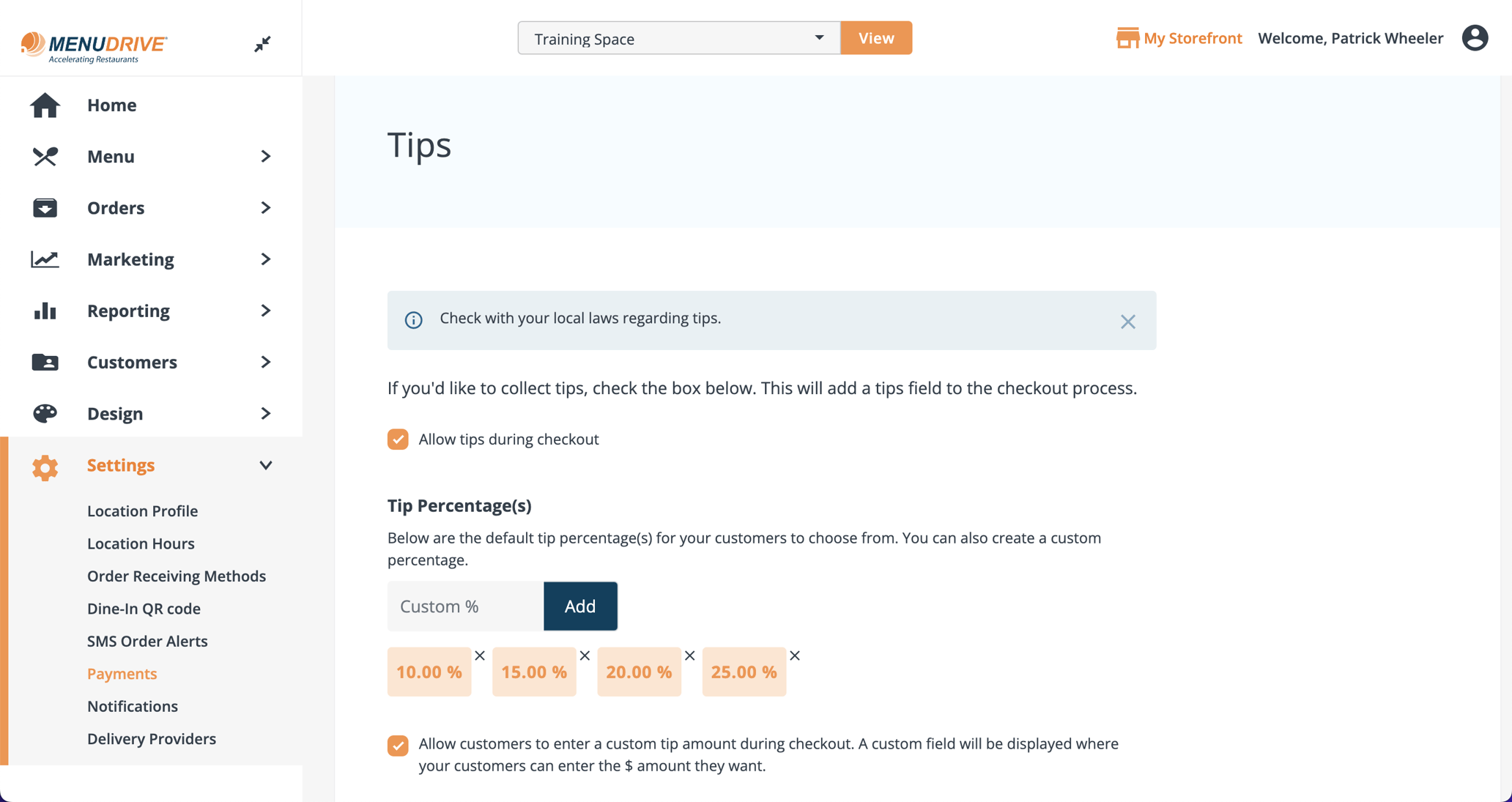 Menu Drive Payments Tips vertical-sign-retail-debit-card-policy